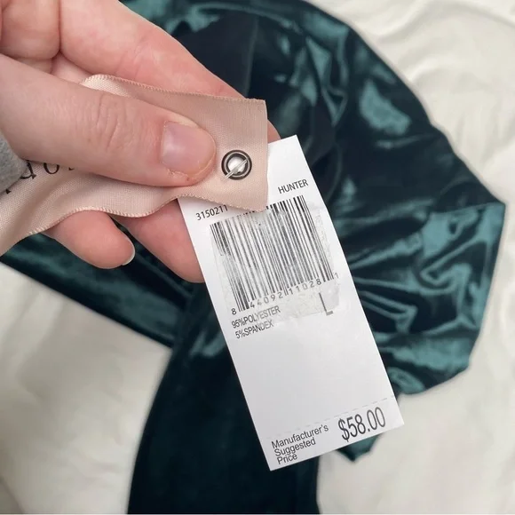 NWT Philosophy velour velvet long sleeve blouse emerald green Sz L - Picture 6 of 6